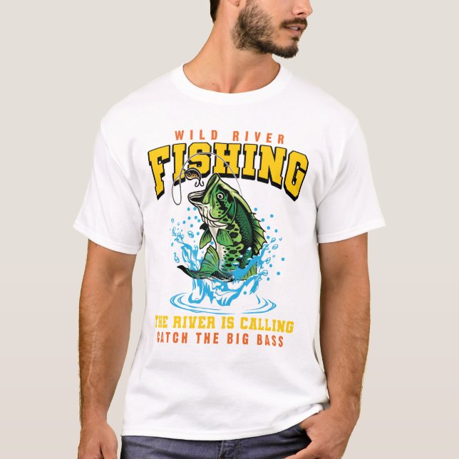 Fishing Catch The Big Bass Fisher Gift Fish T-Shirt (Front)