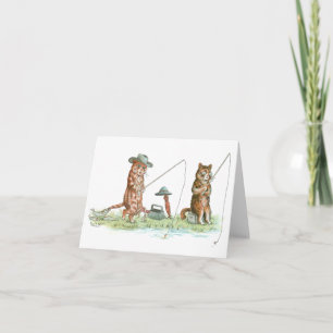 Fishing Cats by Louis Wain Blank Thank You Card