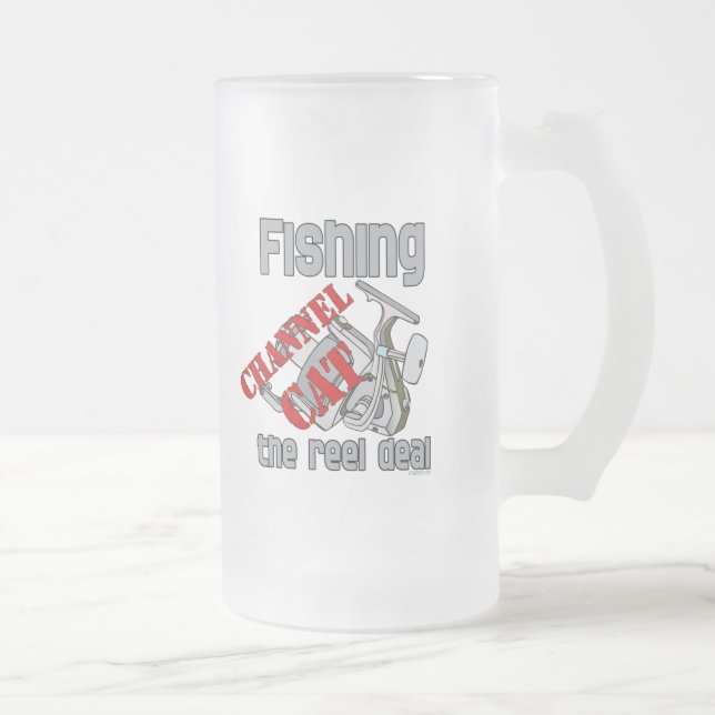 Fishing Channel Cat The Reel Deal Fishing Frosted Glass Beer Mug (Right)