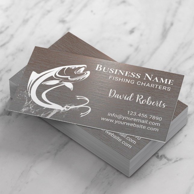 Fishing Charters Professional Faux Copper Metal Business Card (Creator Uploaded)
