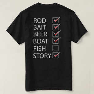 Fishing Check Off List on back Funny Black T-shirt