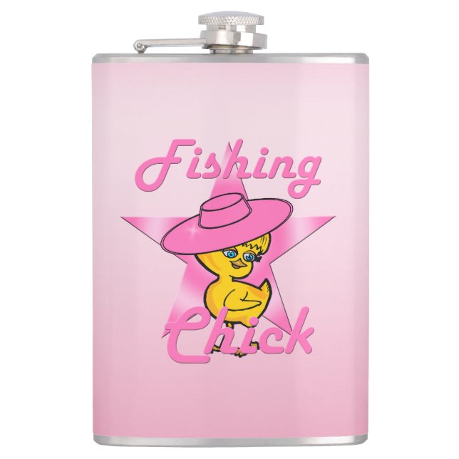Fishing Chick #8 Hip Flask (Front)
