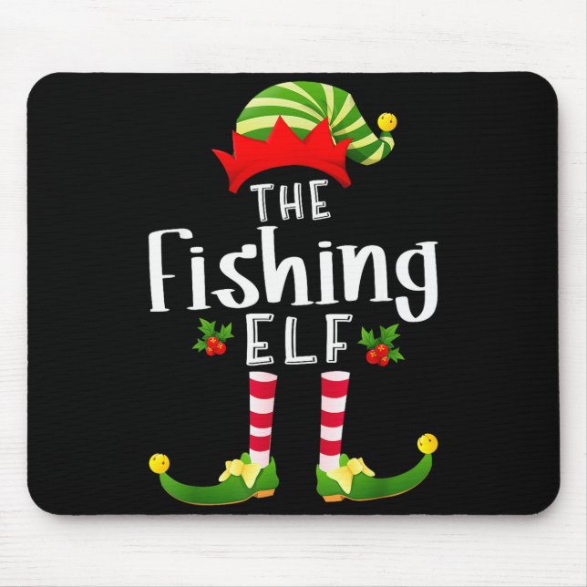 Fishing Christmas Elf Matching Pajama X-mas Party  Mouse Mat (Front)