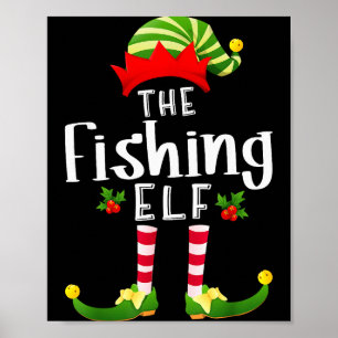 Fishing Christmas Elf Matching Pajama X-mas Party  Poster