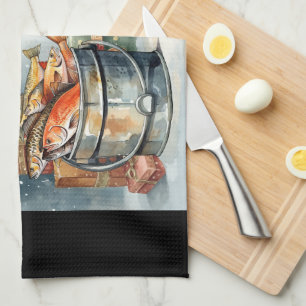 Fishing Christmas for fishing lovers Tea Towel