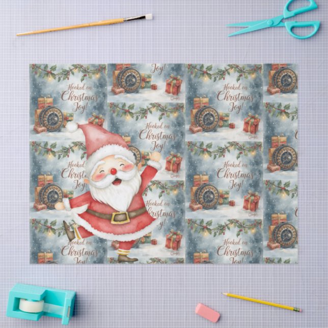 Fishing Christmas for fishing lovers with Santa  Tissue Paper (Craft)
