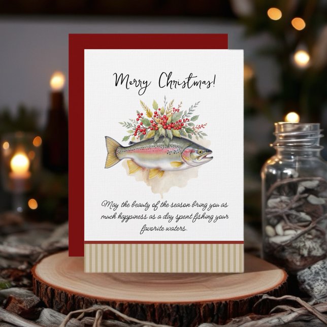 Fishing Christmas Holiday Card (Celebrate the holiday season with our Fishing-Themed Christmas Cards collection! )