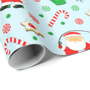Fishing Christmas Holiday Gift Wrapping Paper