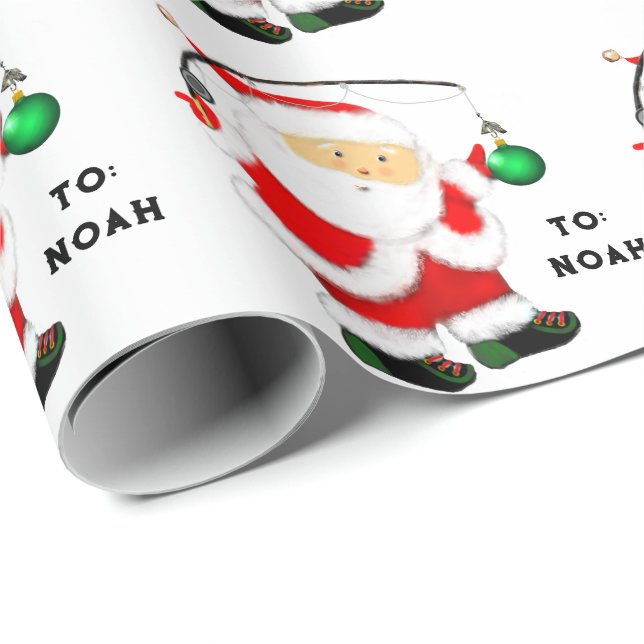 Fishing Christmas Holiday Gift Wrapping Paper (Roll Corner)