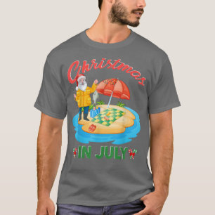 Fishing Christmas in July santa hat Xmas, funny Su T-Shirt