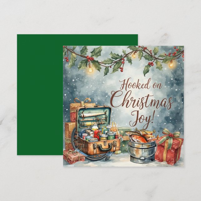 Fishing Christmas themed for Fishing Lovers Holiday Card (Front/Back)