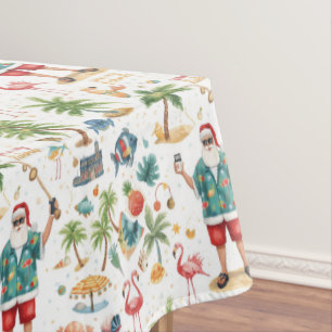 Fishing Christmas themed with Santa Claus Tablecloth