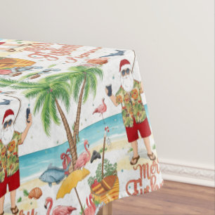 Fishing Christmas themed with Santa Claus Tablecloth