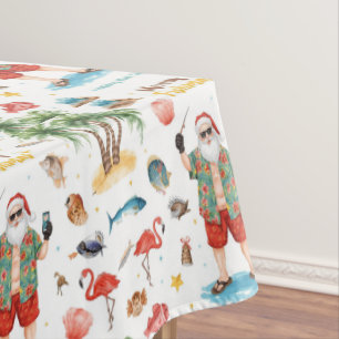 Fishing Christmas themed with Santa Claus Tablecloth