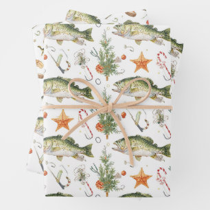 Fishing Christmas themed Wrapping Paper Sheet