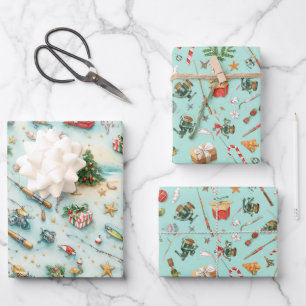 Fishing Christmas themed  Wrapping Paper Sheet