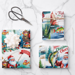 Fishing Christmas themed  Wrapping Paper Sheet