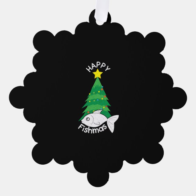 Fishing Christmas Tree Decoration Card (Front)