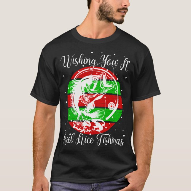Fishing Christmas Tree T-Shirt (Front)