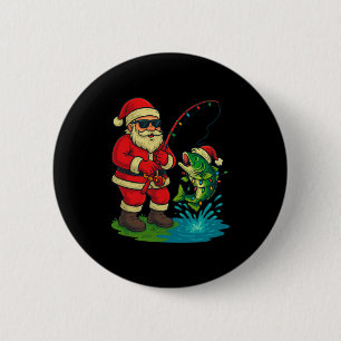 Fishing Christmas Vintage Merry Fishmas Funny Sant 6 Cm Round Badge