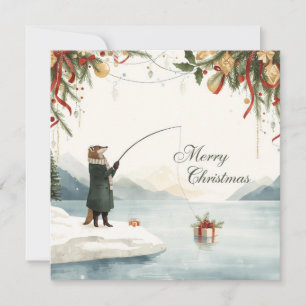 Fishing Christmas with FOX in the Winter Holiday Card