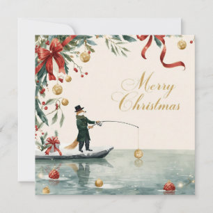 Fishing Christmas with FOX in the Winter Holiday Card