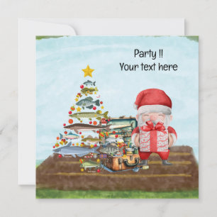Fishing Christmas with Santa Claus Invitation