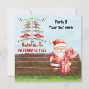 Fishing Christmas with Santa Claus Invitation