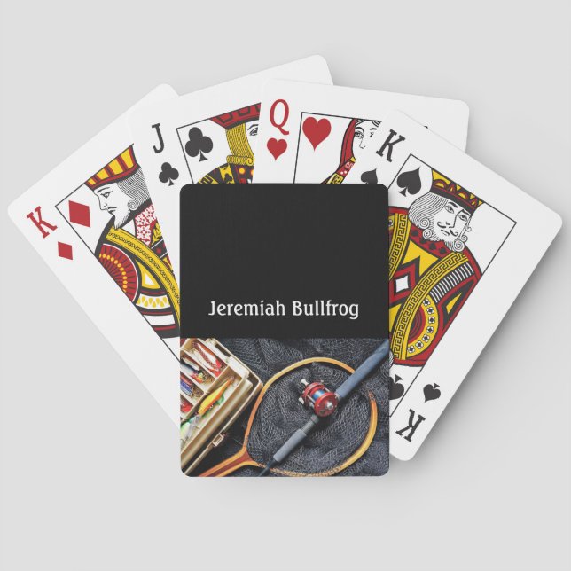 Fishing closeup photo Net, Real, Lures personalise Playing Cards (Back)