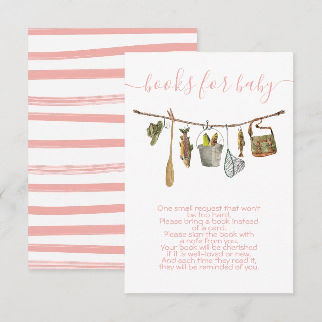 Fishing clothesline books for baby Girl card (Front/Back)