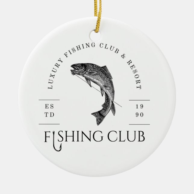 Fishing Club Ceramic Tree Decoration (Front)