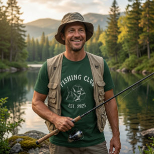 Fishing Club Green T-Shirt, stylish Tee for Angler