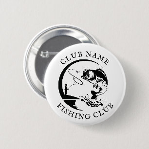 Fishing Club Name Fish Black White 6 Cm Round Badge