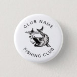 Fishing Club Name Fish Cartoon Black White 3 Cm Round Badge<br><div class="desc">A design for fishing club giveaways with a set black and white drawing of a fish taking the bait with text curved above and below which you can easily personalise. You can also change the colour of the text if you wish via the Customise further option. If you need any...</div>