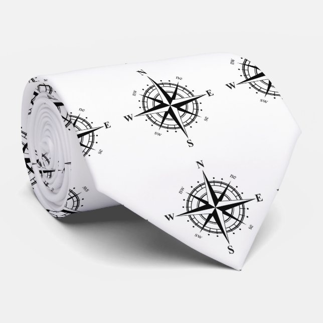 Fishing Compass Neck Tie (Rolled)