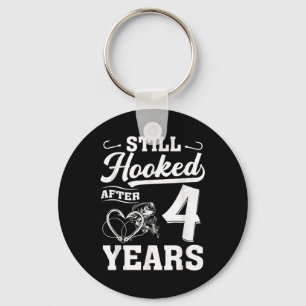 Fishing Couple 4 Years Anniversary 4th Wedding Cel Key Ring