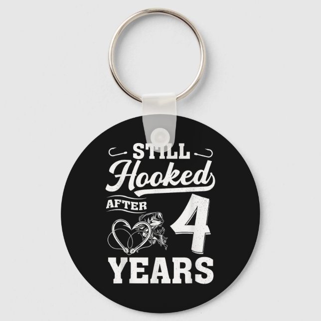 Fishing Couple 4 Years Anniversary 4th Wedding Cel Key Ring (Front)