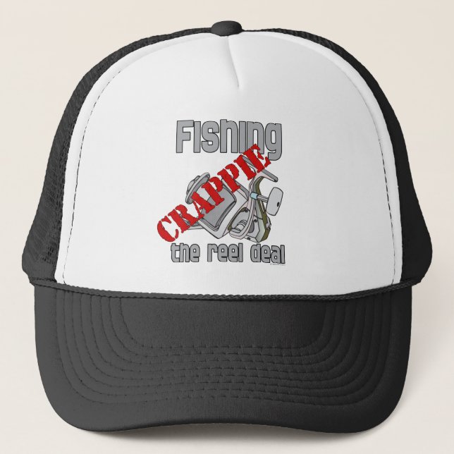 Fishing Crappie The Reel Deal Serious Fishing Trucker Hat (Front)