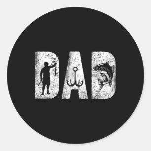Fishing Dad Clic Bold Font Father's Day Fish Daddy Classic Round Sticker