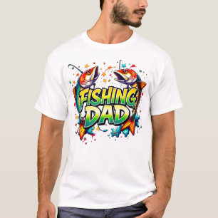 Fishing Dad Colorful Fish Graffiti White T-Shirt