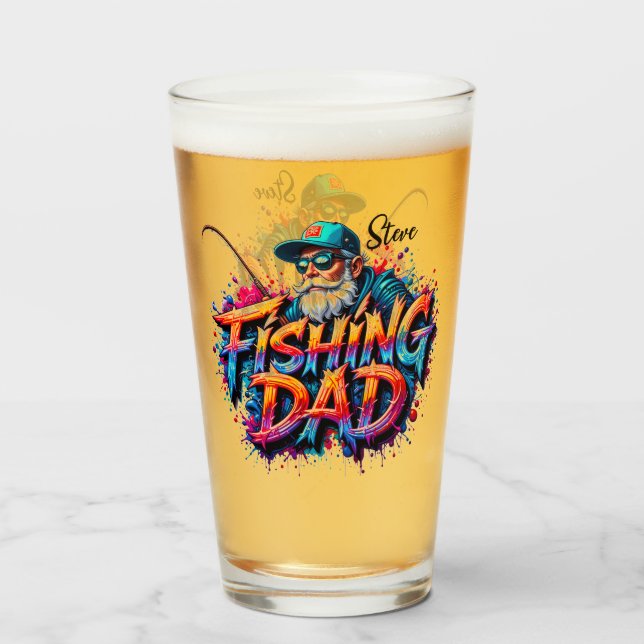 Fishing Dad Fish Graffiti Glass (Front Filled)