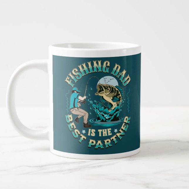 Fishing Dad Is The Best Partner Large Coffee Mug (Left)