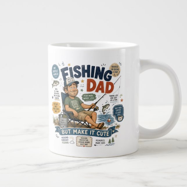Fishing Dad  Large Coffee Mug (Right)