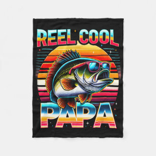 Fishing Dad Papa Reel Cool Papa Fisherman Father's Fleece Blanket