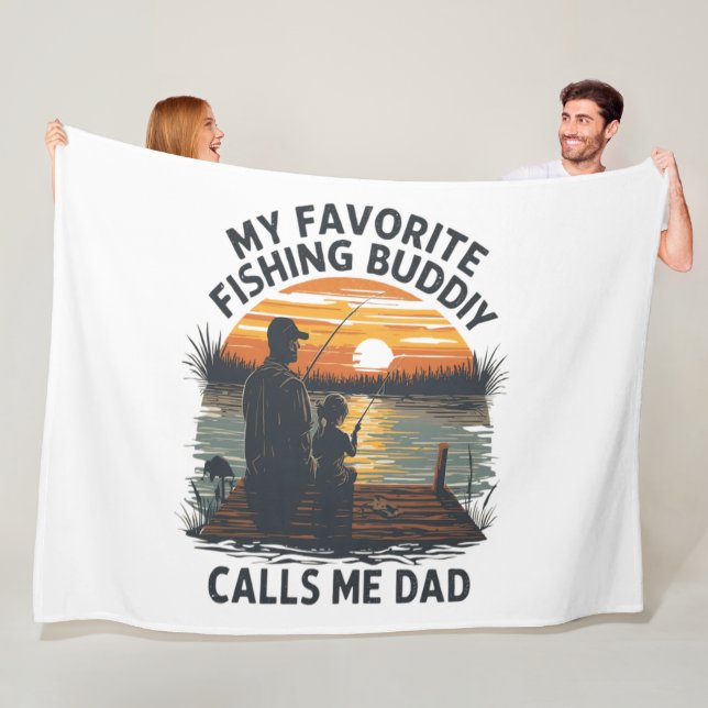 Fishing Dad Sunset Fleece Blanket (In Situ)