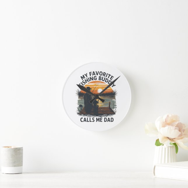 Fishing Dad Sunset Round Clock (Home)