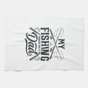 Fishing Dad Vintage Engraved  Shirt Design Tea Towel