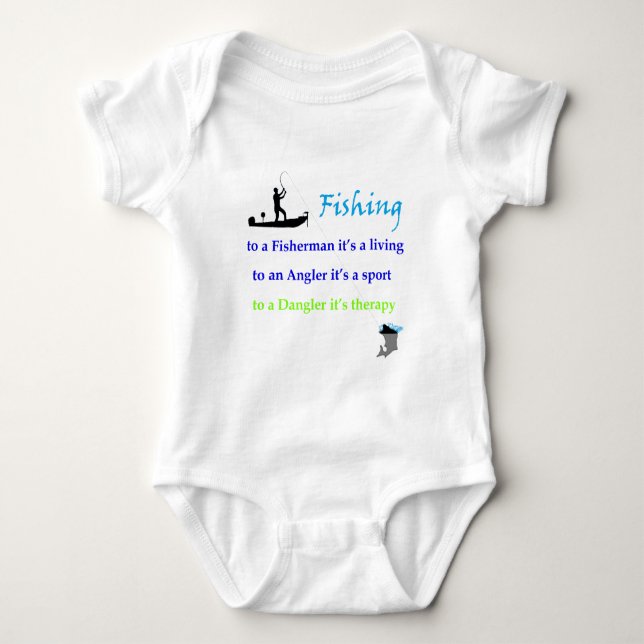 fishing dangler baby bodysuit (Front)