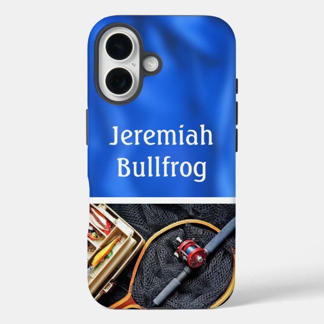 Fishing Design with Rod and Reel personalise Name Case-Mate iPhone Case (Back)