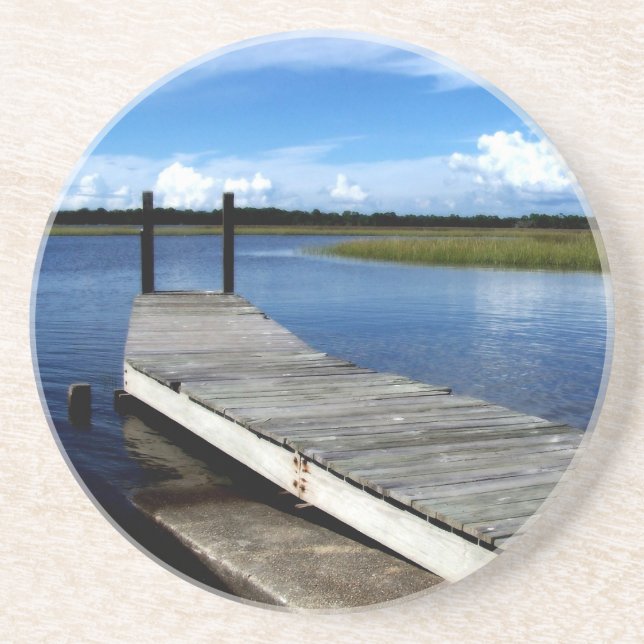 Fishing Dock Photograph Coaster (Front)